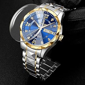 BINBOND™ Men's Luminous Waterproof Quartz Watch with Steel Bracelet & Date