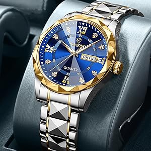 BINBOND™ Men's Luminous Waterproof Quartz Watch with Steel Bracelet & Date