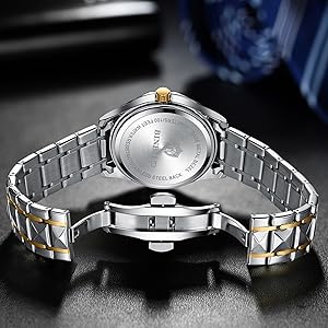BINBOND™ Men's Luminous Waterproof Quartz Watch with Steel Bracelet & Date