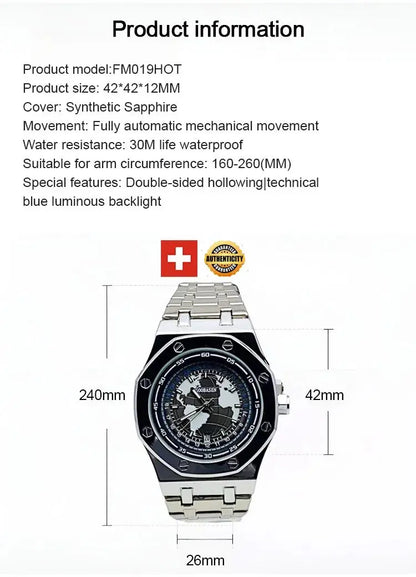 GOOBASEN™ Men's Light Luxury Wandering Earth Hollow Automatic Mechanical Watch