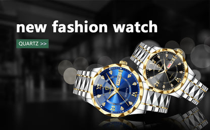 BINBOND™ Men's Luminous Waterproof Quartz Watch with Steel Bracelet & Date